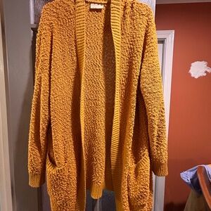 Bobbie Brooks Mustard Yellow Open-Front Cardigan Sweater